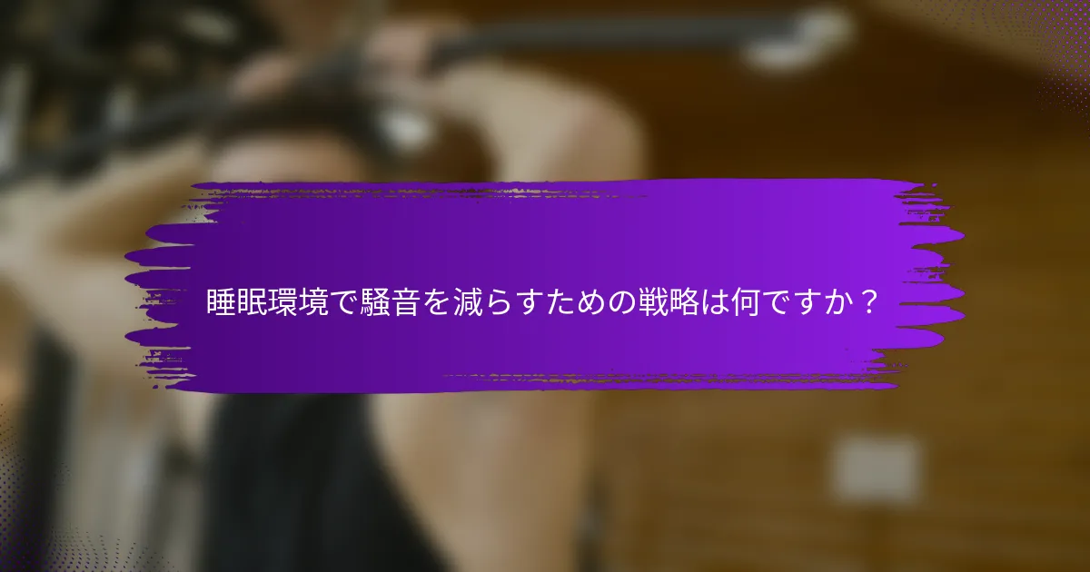 睡眠環境で騒音を減らすための戦略は何ですか？